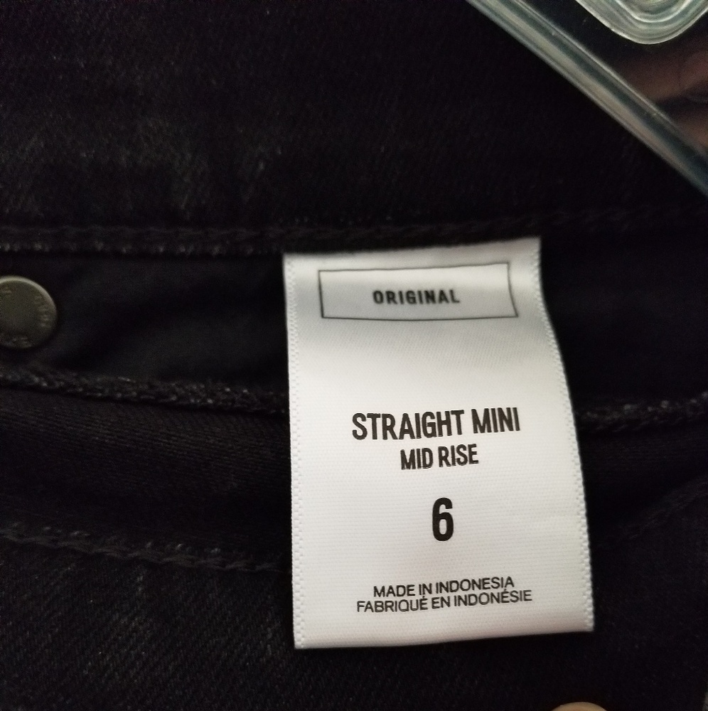 Midrise Straight Mini Black Dark Wash Jean Skirt - Picture 4 of 11